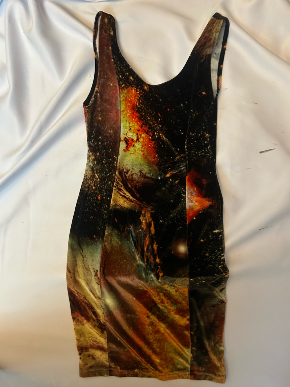 Vintage Galaxy Print velvet Bodycon Dress
